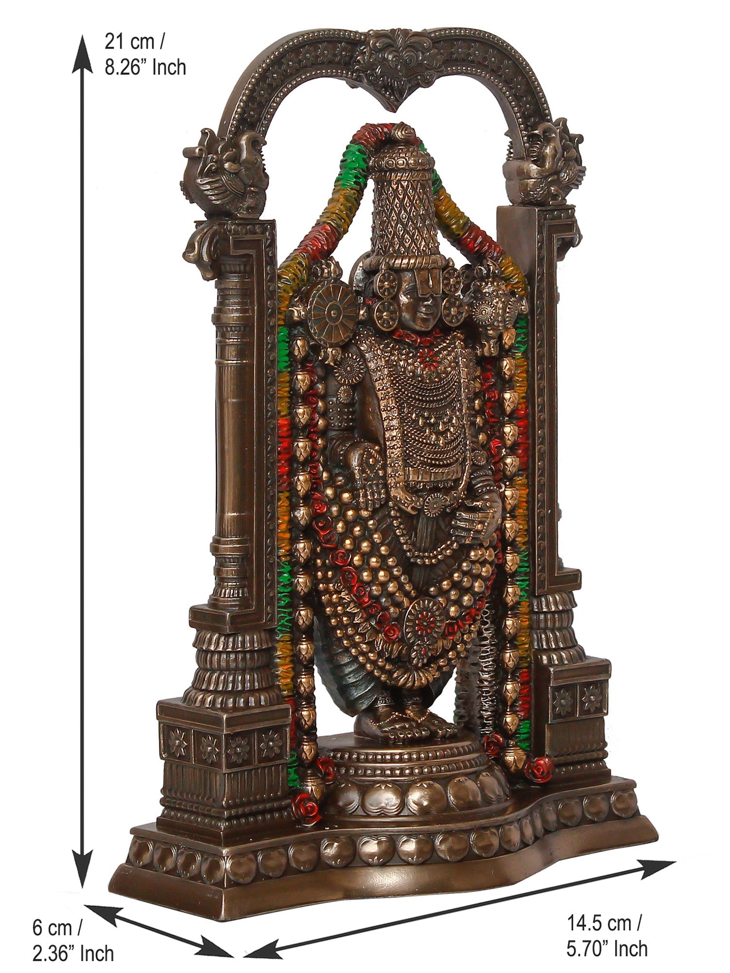 Brown Polyresin Lord Tirupati Balaji Idol Kafalo