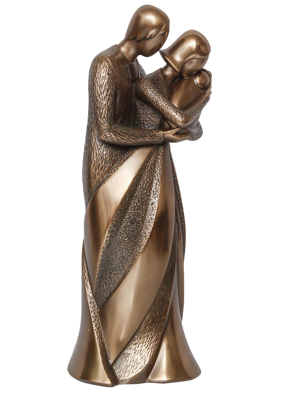 Brown Polyresin and Bronze Beloved Family of Husband, Wife and Kid Human Figurine Decorative Showpiece Kafalo