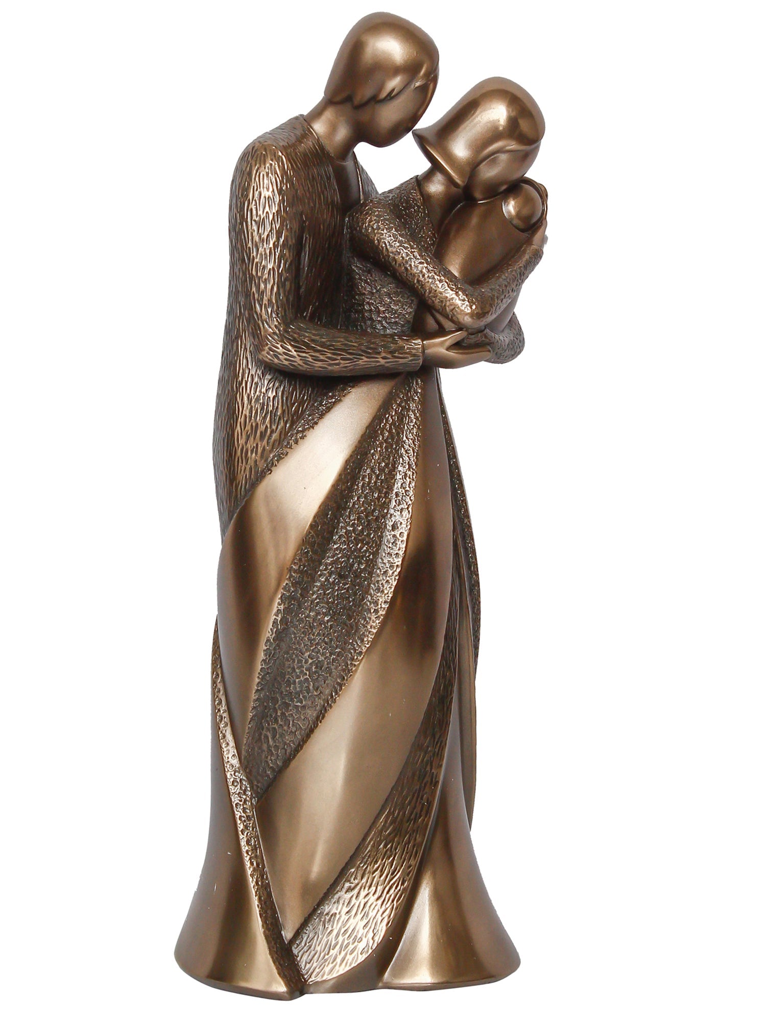 Brown Polyresin and Bronze Beloved Family of Husband, Wife and Kid Human Figurine Decorative Showpiece Kafalo