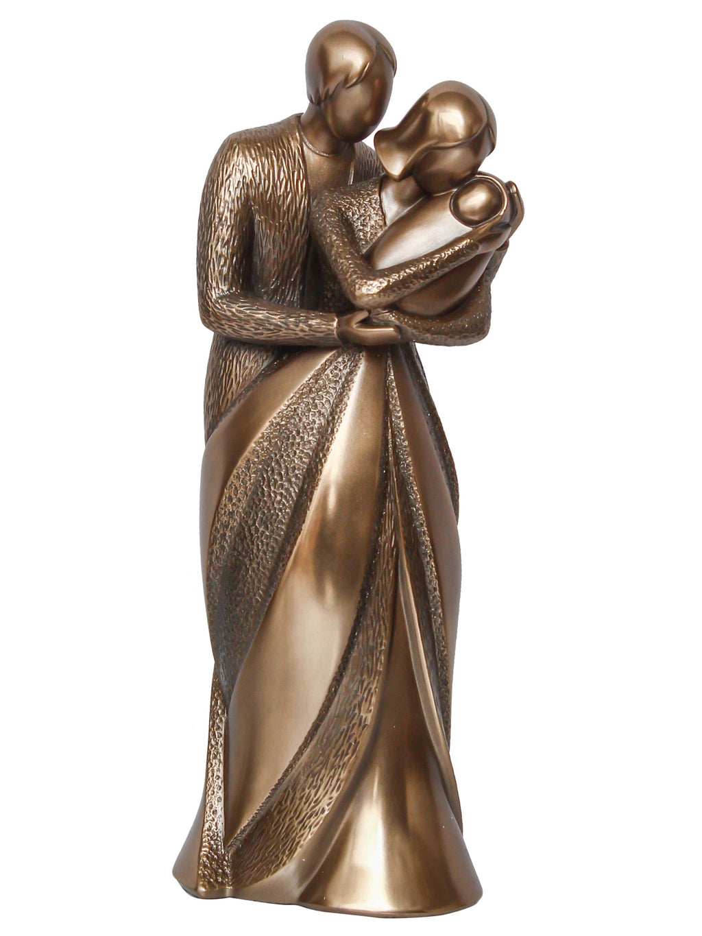 Brown Polyresin and Bronze Beloved Family of Husband, Wife and Kid Human Figurine Decorative Showpiece Kafalo