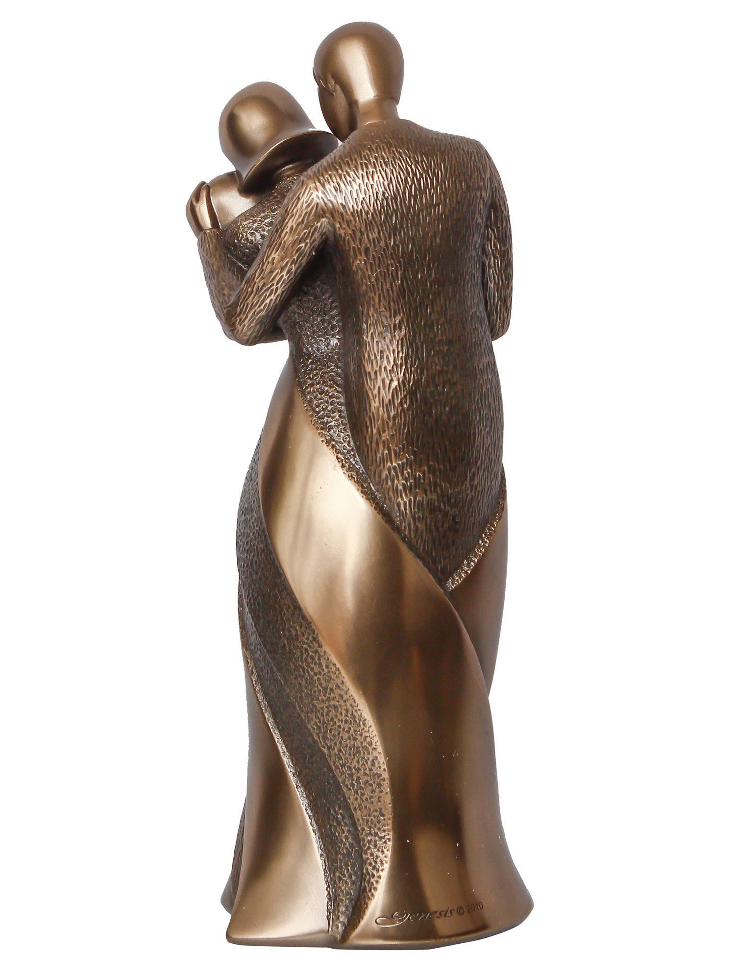 Brown Polyresin and Bronze Beloved Family of Husband, Wife and Kid Human Figurine Decorative Showpiece Kafalo