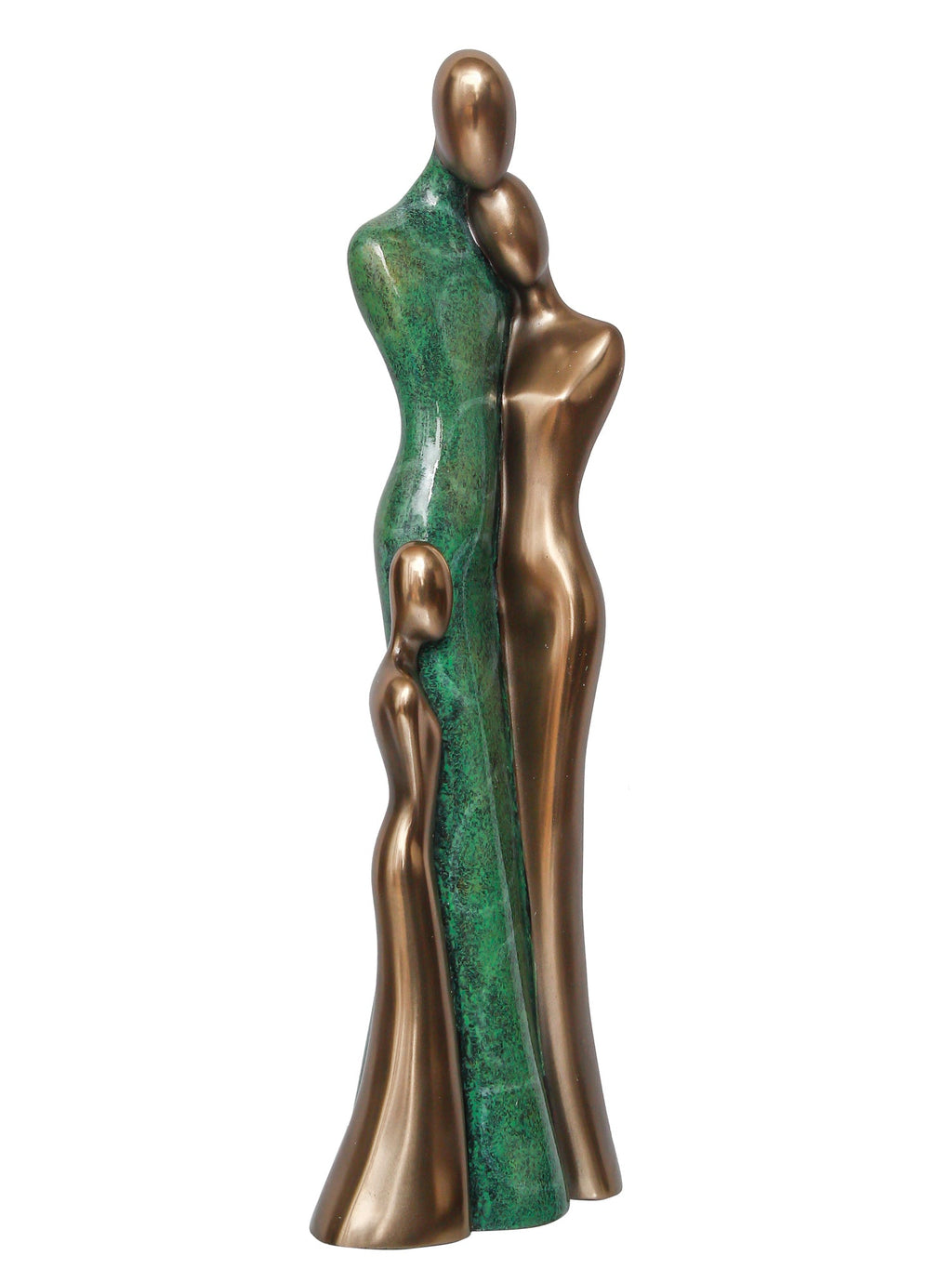 Polyresin and Bronze Family of Mother, Daughter and Grand Daughter Human Figurine Decorative Showpiece (Green and Brown) Kafalo