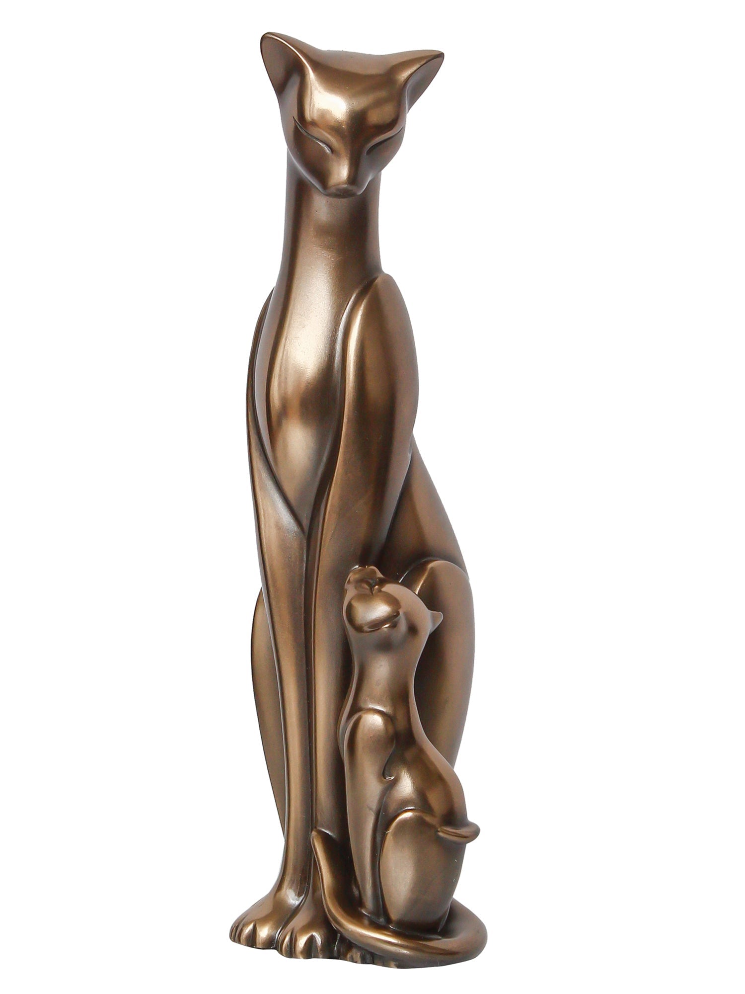 Brown Polyresin and Bronze Cat Family Figurines Decorative Animal Showpiece Kafalo