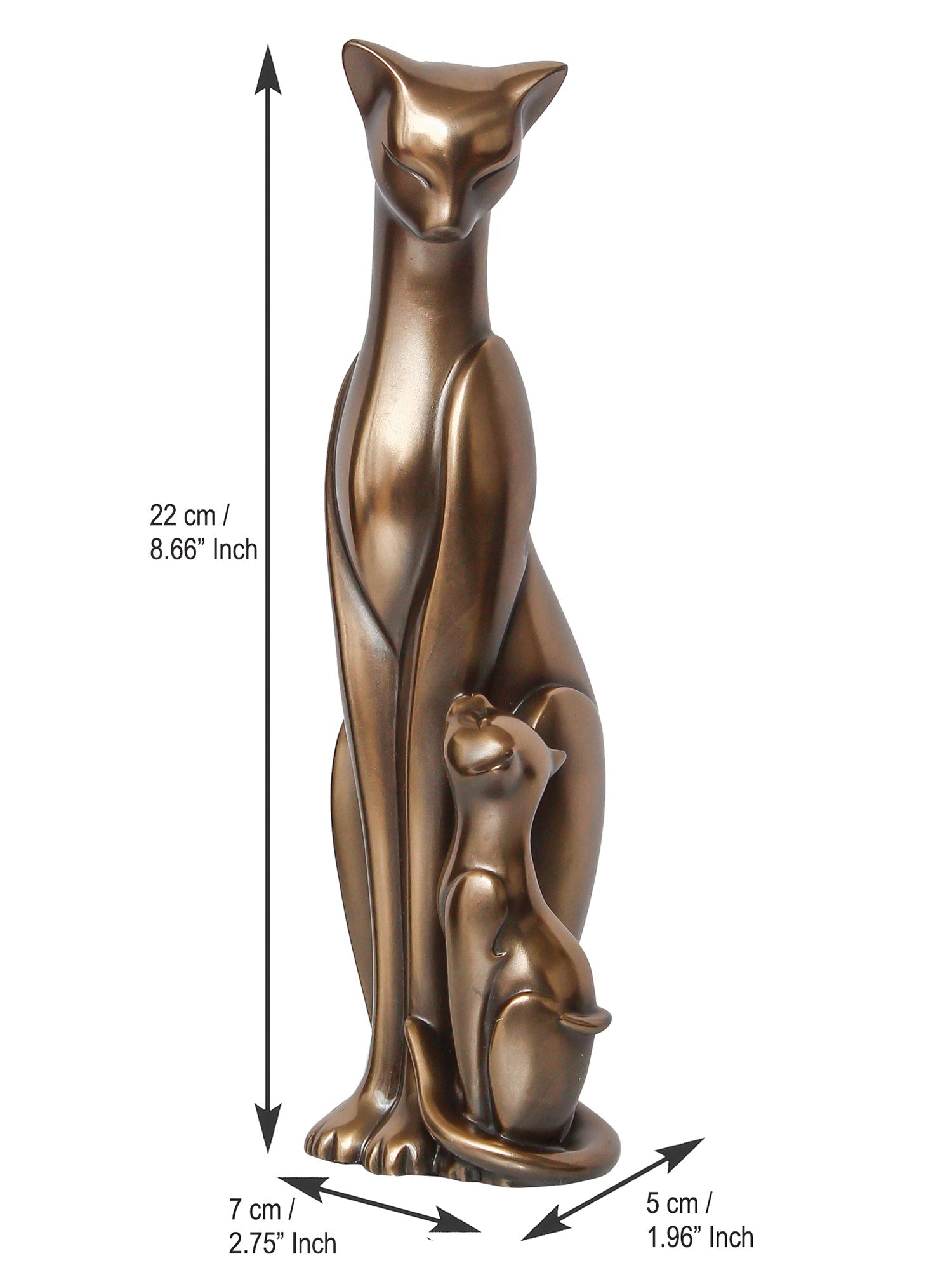 Brown Polyresin and Bronze Cat Family Figurines Decorative Animal Showpiece Kafalo