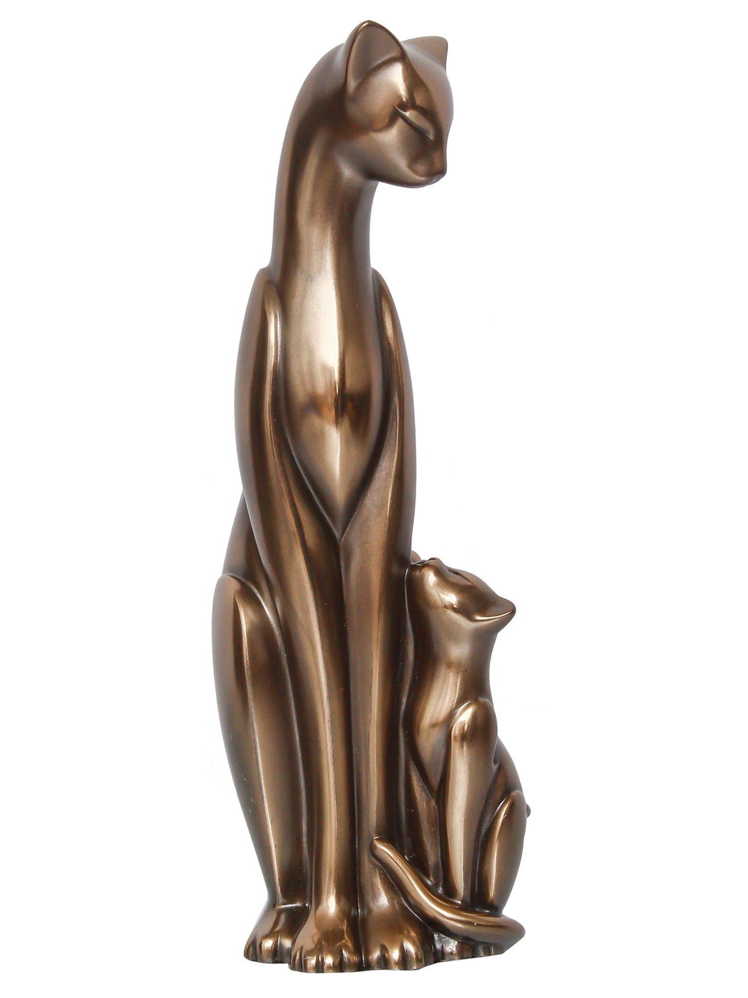 Brown Polyresin and Bronze Cat Family Figurines Decorative Animal Showpiece Kafalo