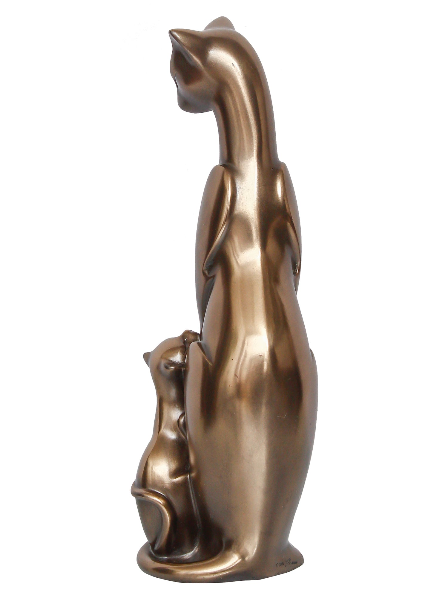 Brown Polyresin and Bronze Cat Family Figurines Decorative Animal Showpiece Kafalo