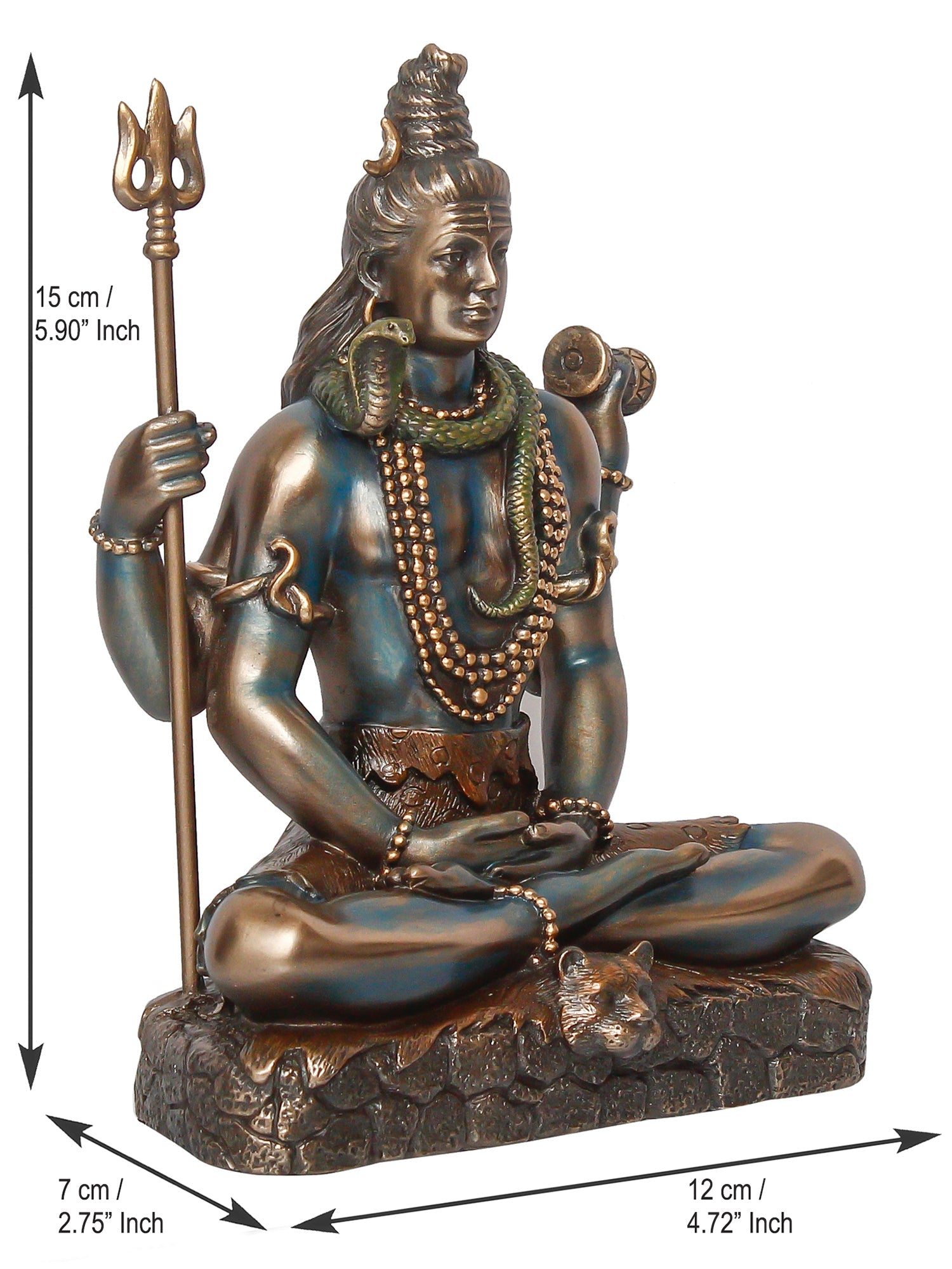 Brown Polyresin and Bronze Lord Shiva Padmasana Statue Kafalo