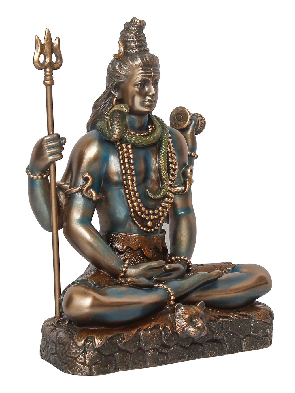 Brown Polyresin and Bronze Lord Shiva Padmasana Statue Kafalo