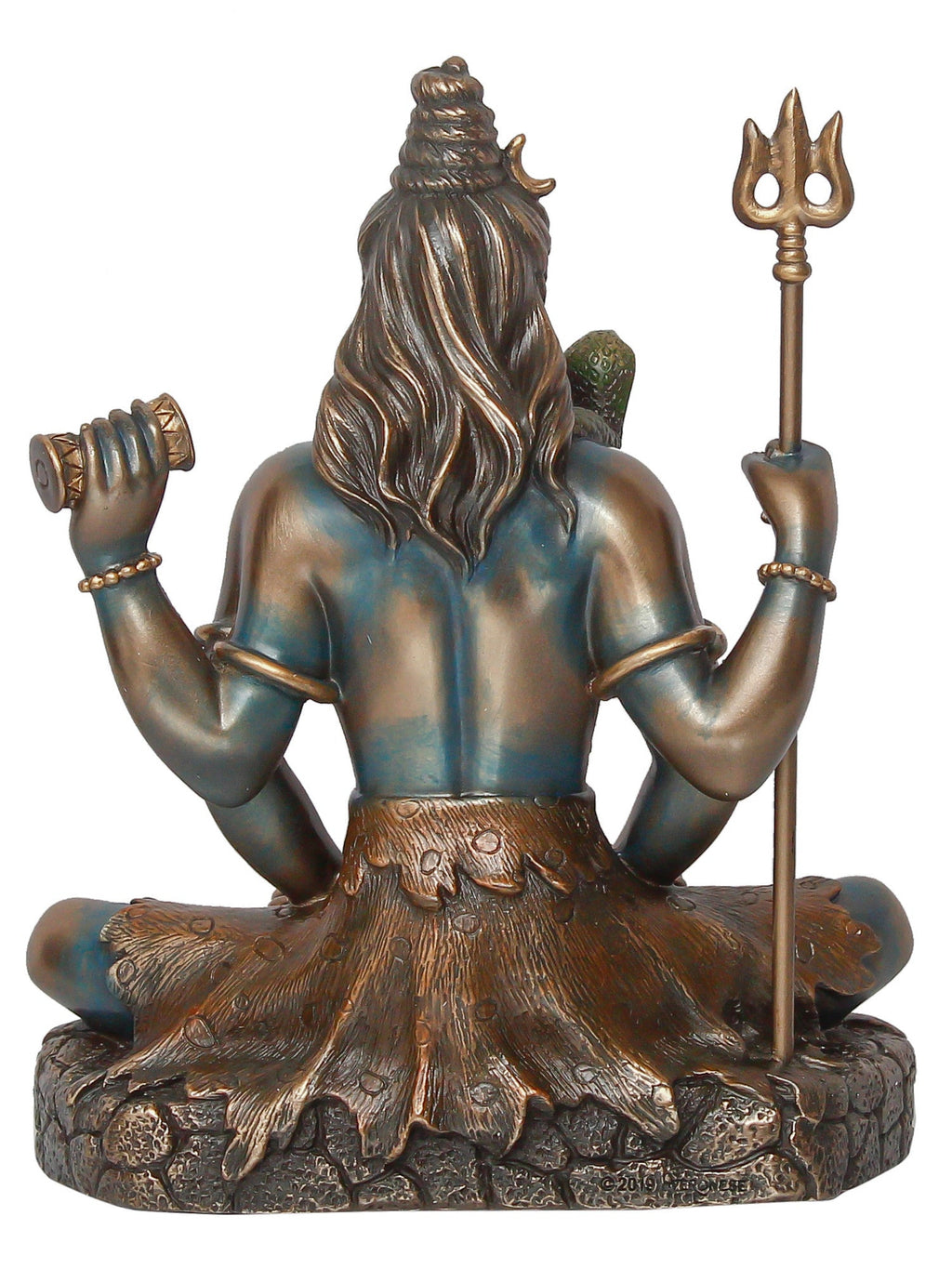 Brown Polyresin and Bronze Lord Shiva Padmasana Statue Kafalo