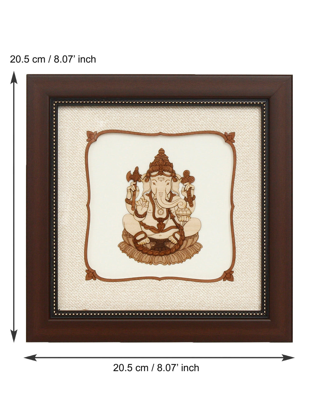 Brown Wooden Framed Lord Ganesha Art Decorative Wall Hanging Kafalo