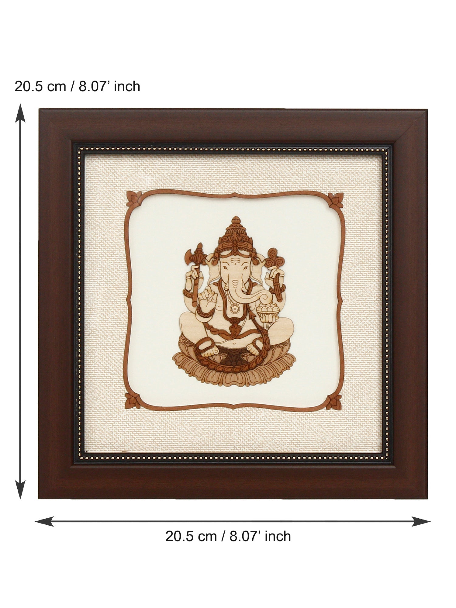 Brown Wooden Framed Lord Ganesha Art Decorative Wall Hanging Kafalo