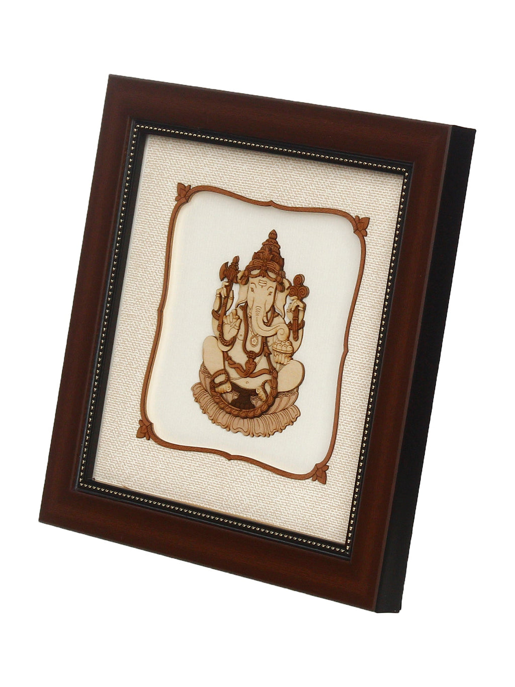 Brown Wooden Framed Lord Ganesha Art Decorative Wall Hanging Kafalo