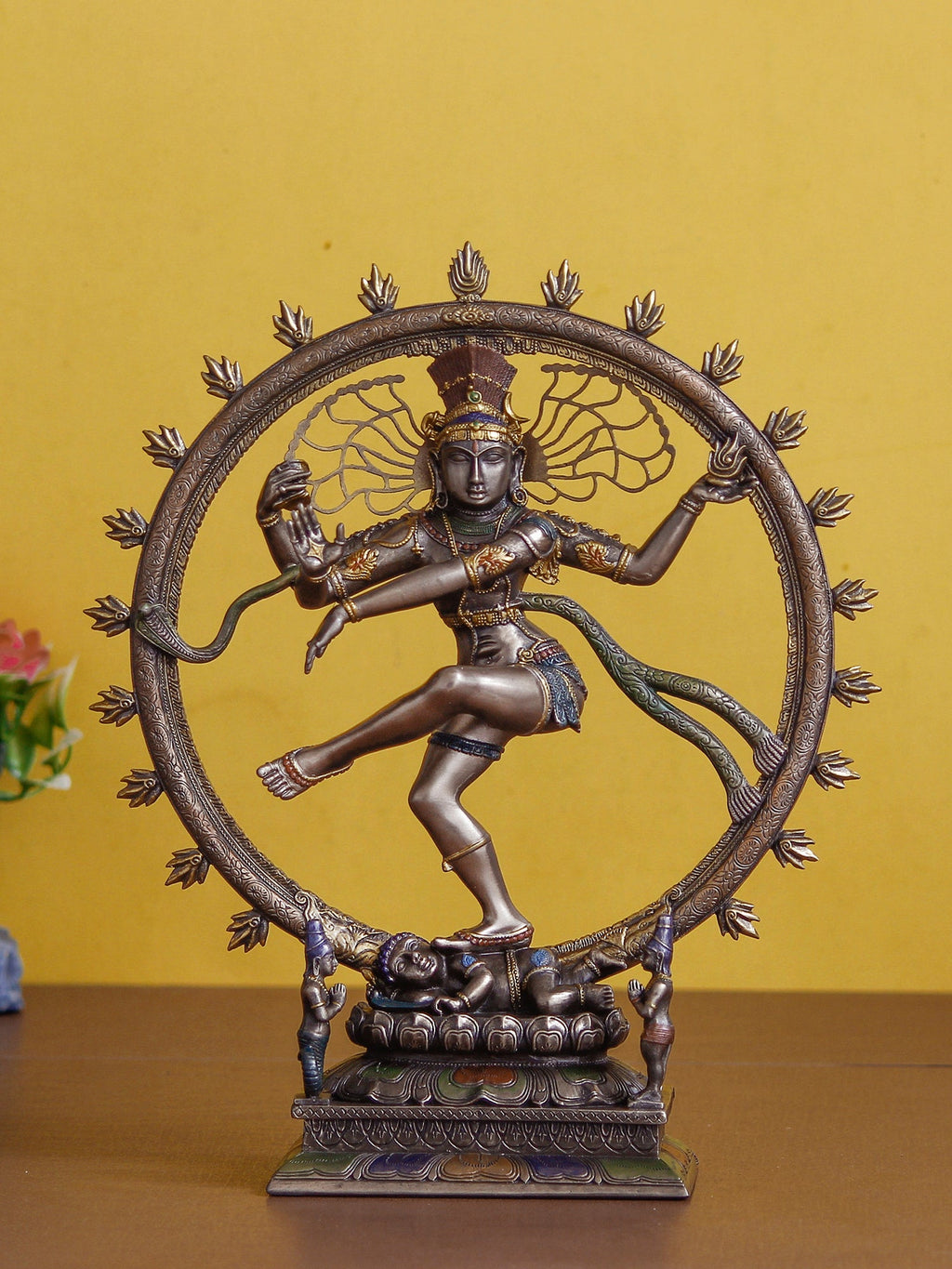 Brown Polyresin and Bronze Dancing Nataraja Statue Kafalo