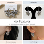 Dangling Beads Metallic Earrings Nestasia