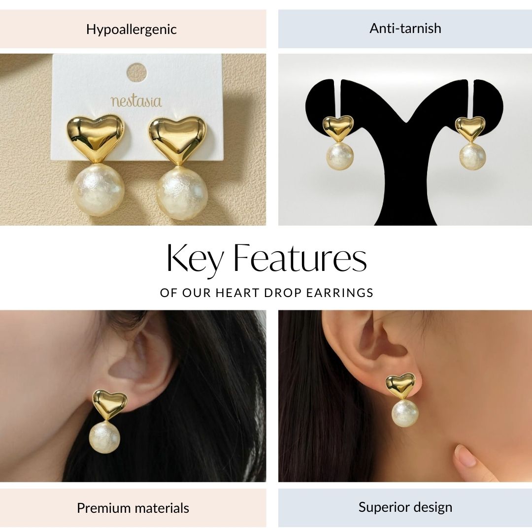 Heart Drop Earrings Nestasia