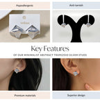 Minimalist Abstract Trapezoid Silver Studs Nestasia