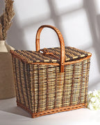 Handwoven Wicker Picnic Basket for Outdoor Dining, Travel & Family Fun