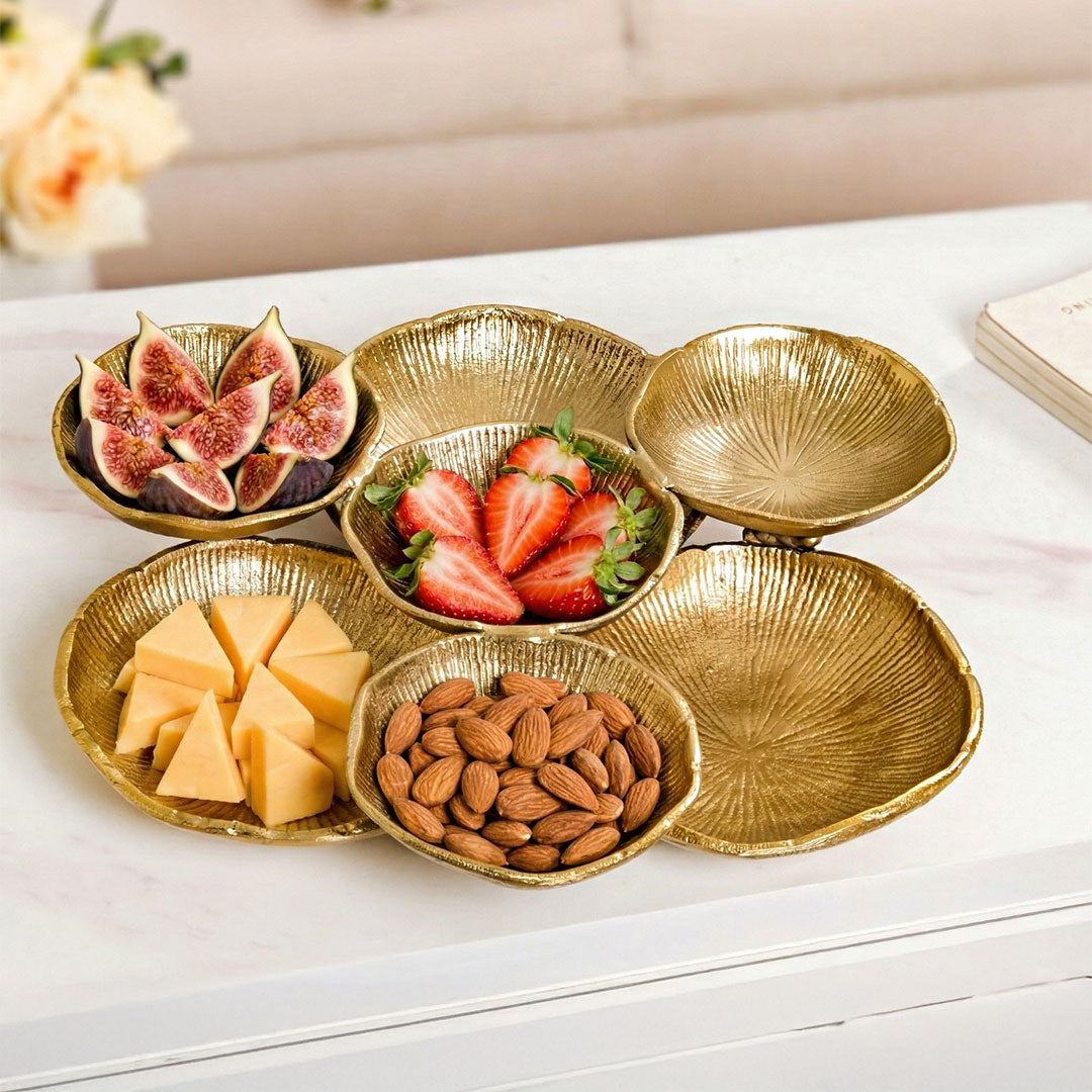 Large Clustered Bowls Platter Gold Nestasia