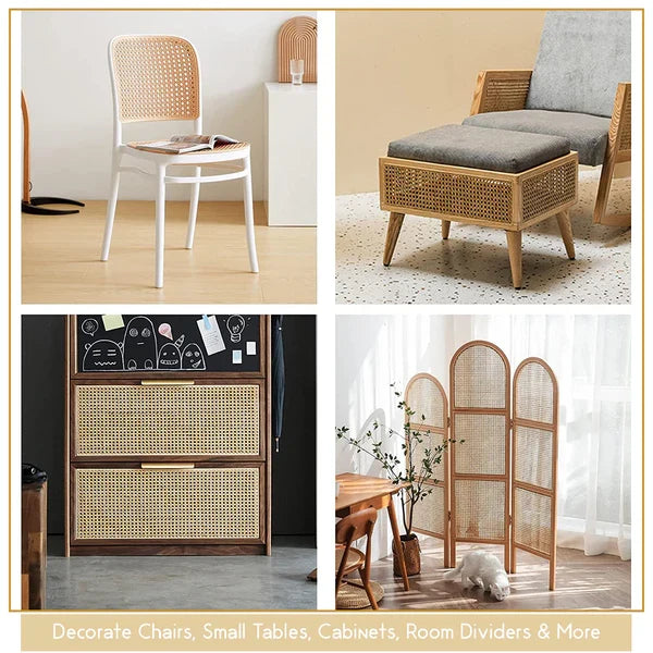 Multipurpose Cane Webbing Roll for Chair Restoration, Crafting, and Interior Styling