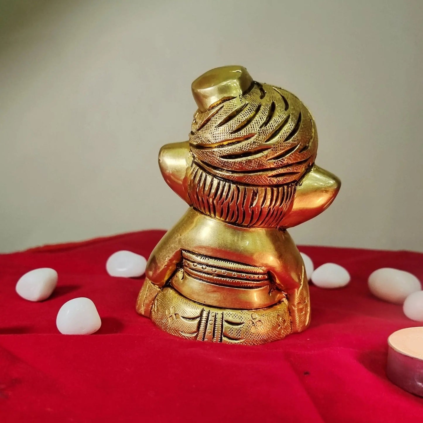 Brass Appu Ganesh idol – a charming symbol of wisdom and good fortune - Brass Ganesh Statue (Yellow, 4.2 Inch)