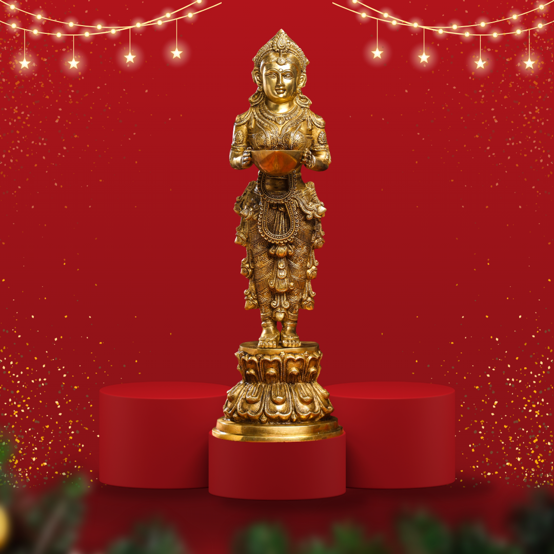 Brass Standing Deep Lakshmi Idol Vedansh Craft
