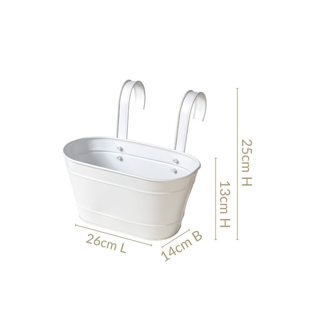 Hanging Railing Planter Ivory Set Of 2 Nestasia