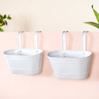 Hanging Railing Planter Ivory Set Of 2 Nestasia