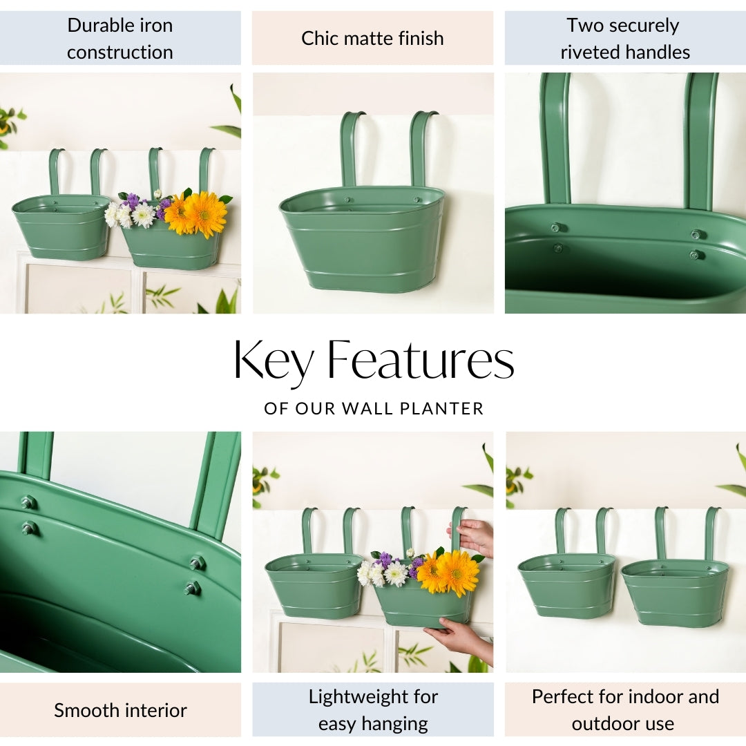 Decorative Hanging Planter Sage Green Set Of 2 Nestasia