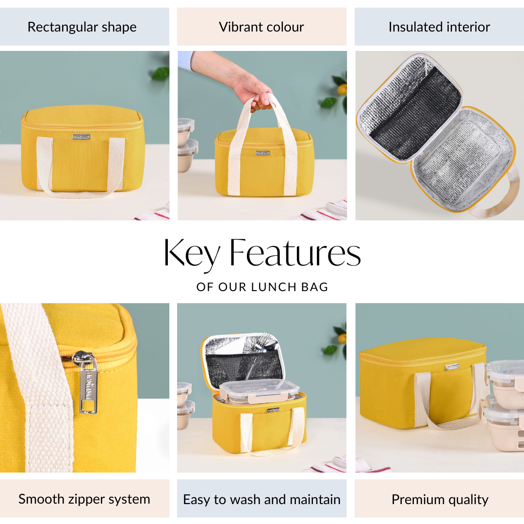 Urban Daily Insulated Yellow Lunch Bag For Work Nestasia