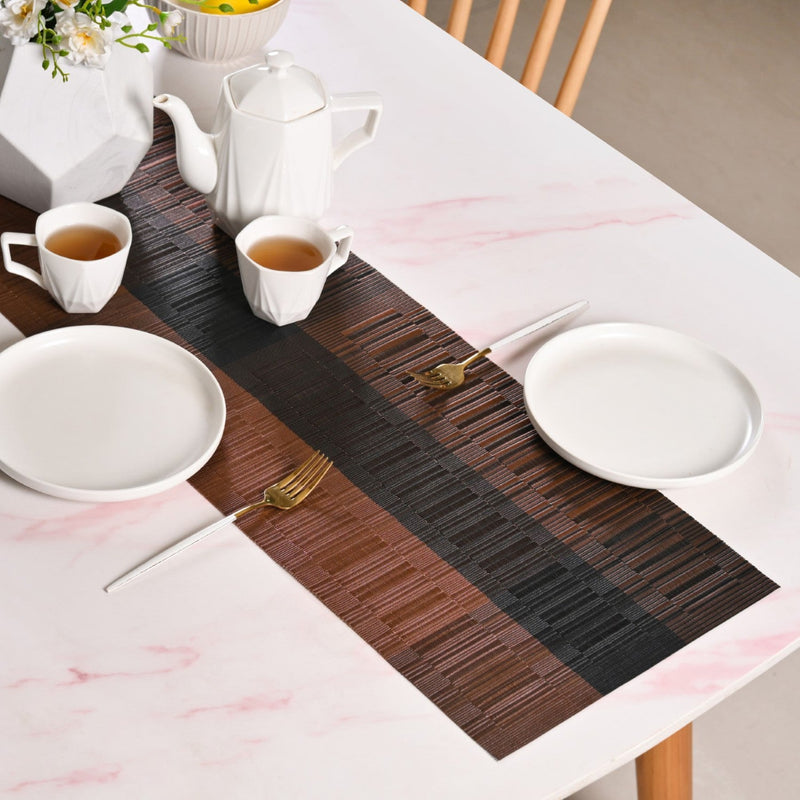 Urban Stripes Reversible Brown Table Runner 180x30cm Nestasia