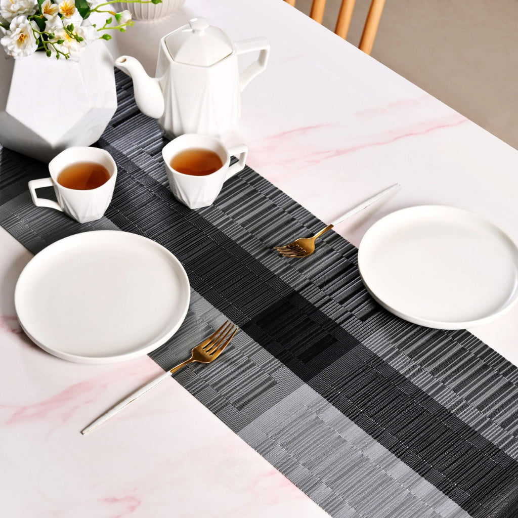 Urban Stripes Reversible Grey Table Runner 180x30cm Nestasia