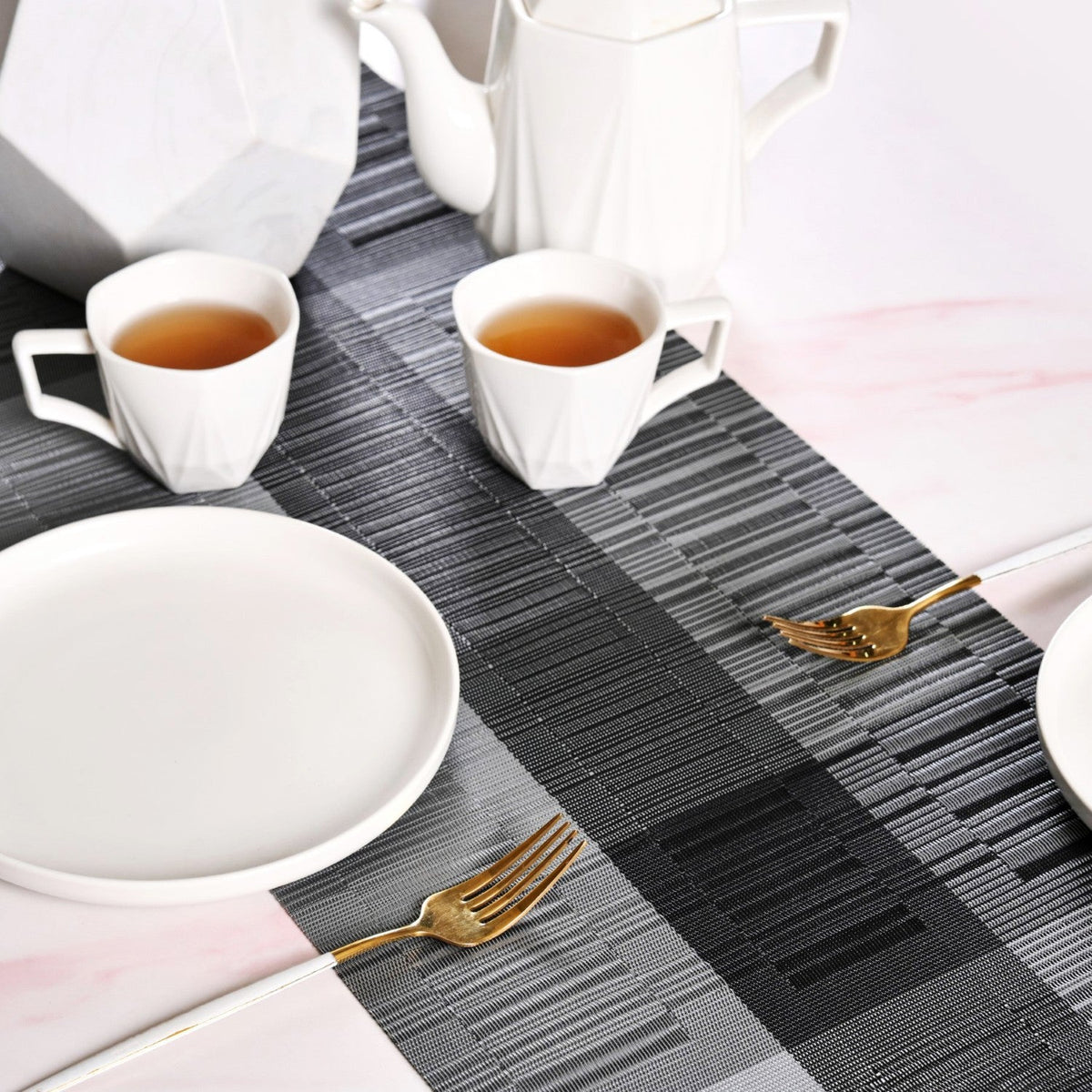 Urban Stripes Reversible Grey Table Runner 180x30cm Nestasia