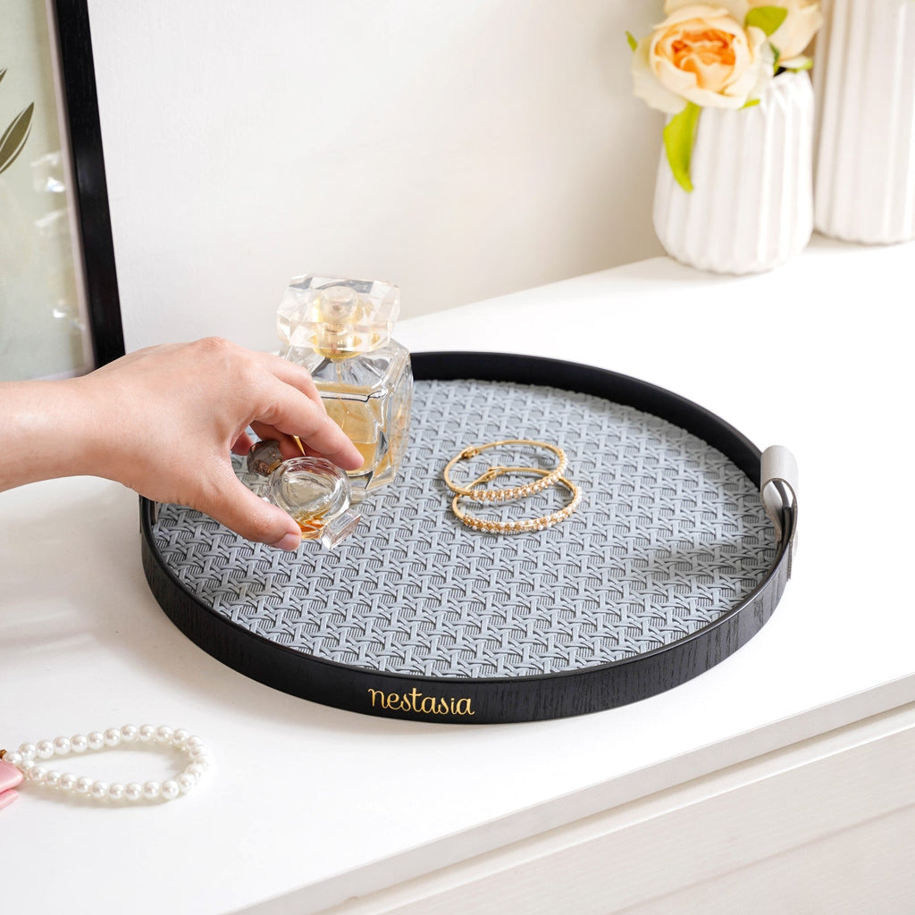 Urban Weave Multipurpose Round Tray Grey Nestasia