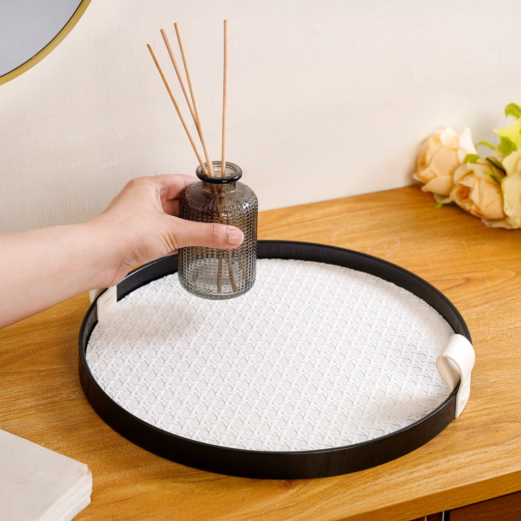 Urban Weave Multipurpose Round Tray White Nestasia