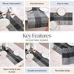 Urban Stripes Reversible Grey Table Runner 180x30cm Nestasia