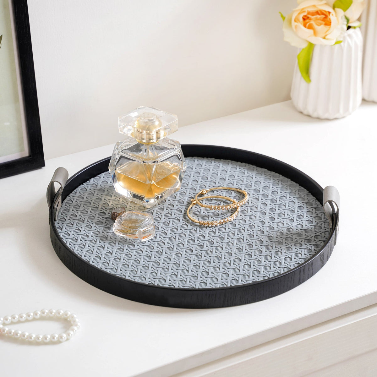 Urban Weave Multipurpose Round Tray Grey Nestasia