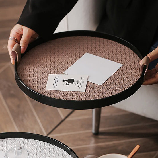 Urban Weave Multipurpose Round Tray Taupe Nestasia