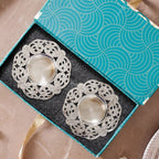 Radiance Silver Plated Brass Tealight Holder Set Of 2 In Gift Box Nestasia