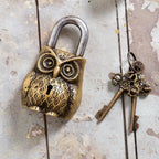 Brass Owl Door Lock With Two Brass Keys (4.7 Inch) Vedansh Craft
