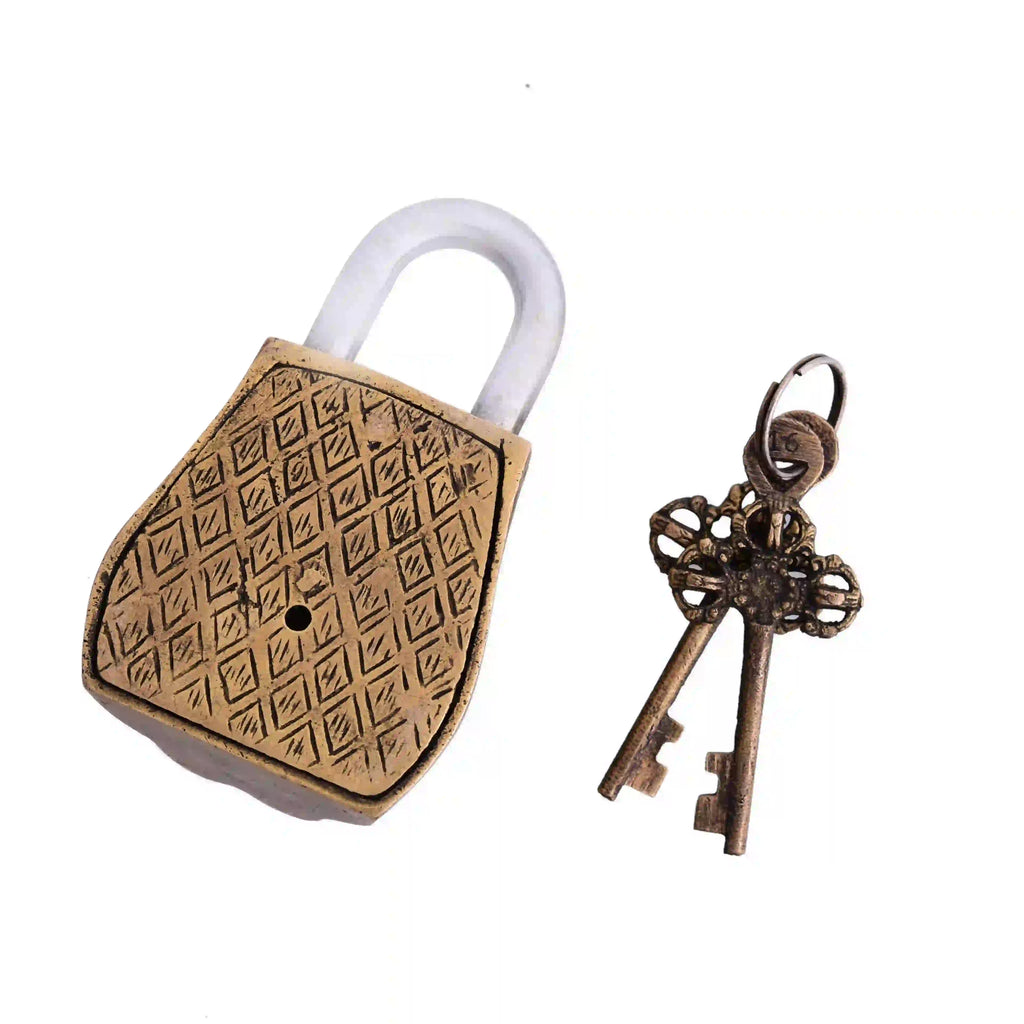 Brass Owl Door Lock With Two Brass Keys (4.7 Inch) Vedansh Craft