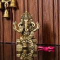 Brass Four Face Ganesha Sitting Idol (4.3 Inch) Vedansh Craft