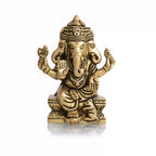 Brass Four Face Ganesha Sitting Idol (4.3 Inch) Vedansh Craft
