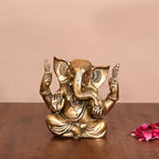 Brass Appu Ganesha With Big Ears Sitting Idol (4.5 Inch) Vedansh Craft