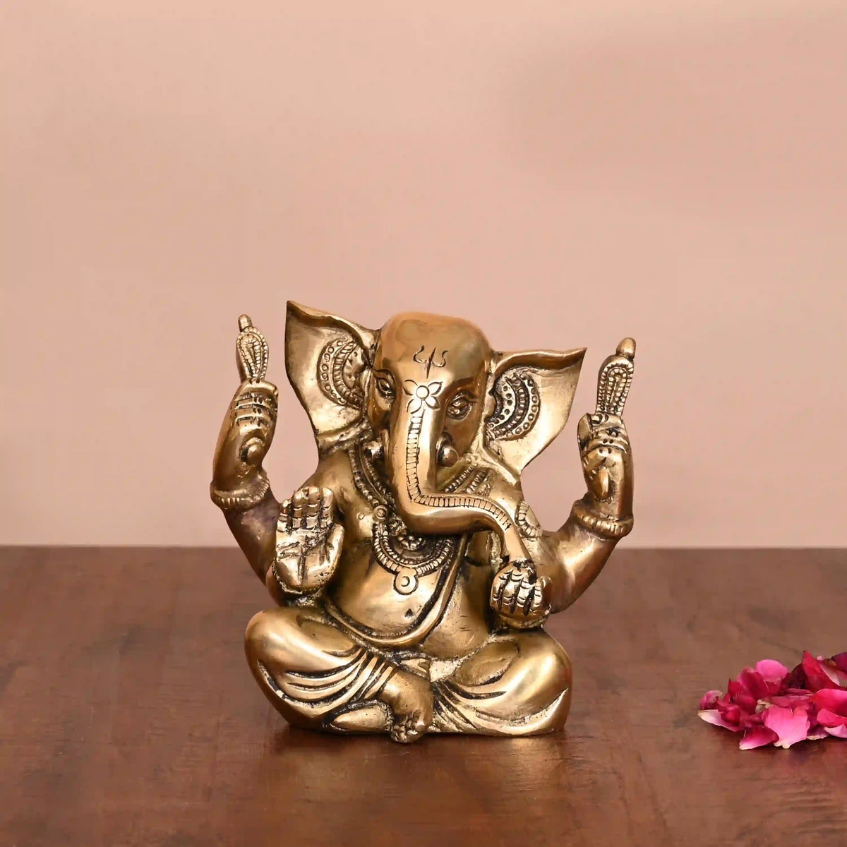 Brass Appu Ganesha With Big Ears Sitting Idol (4.5 Inch) Vedansh Craft