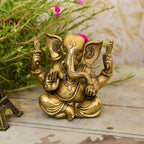 Brass Appu Ganesha With Big Ears Sitting Idol (4.5 Inch) Vedansh Craft