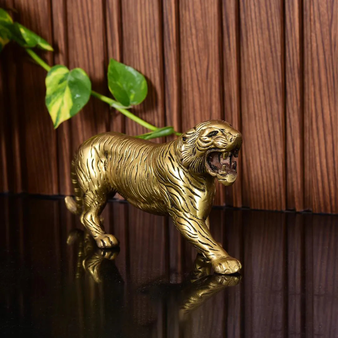Brass Roaring Tiger Statue Vedansh Craft