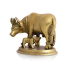 Brass Kamdhenu Cow With Calf Idol (3.5 Inch) Vedansh Craft