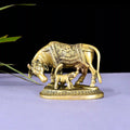 Brass Kamdhenu Cow With Calf Idol (4 Inch) Vedansh Craft