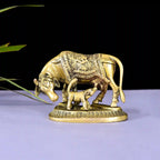 Brass Kamdhenu Cow With Calf Idol (4 Inch) Vedansh Craft