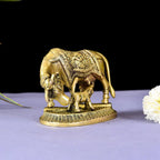 Brass Kamdhenu Cow With Calf Idol (4 Inch) Vedansh Craft